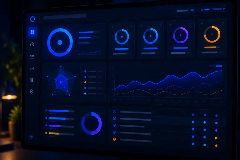 Illustration d'une interface de rapport d'audit de site web, présentant des sections pour les faits, les indices et les hypothèses, avec des graphiques et des recommandations.