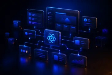 représentation sous forme de blocs d’une application React structurée et maintenable
