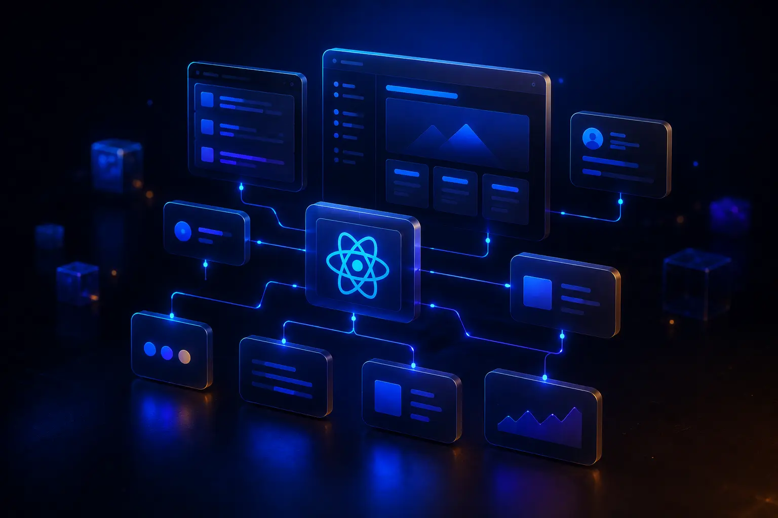 représentation structurée sous forme de blocs d'une application React maintenable